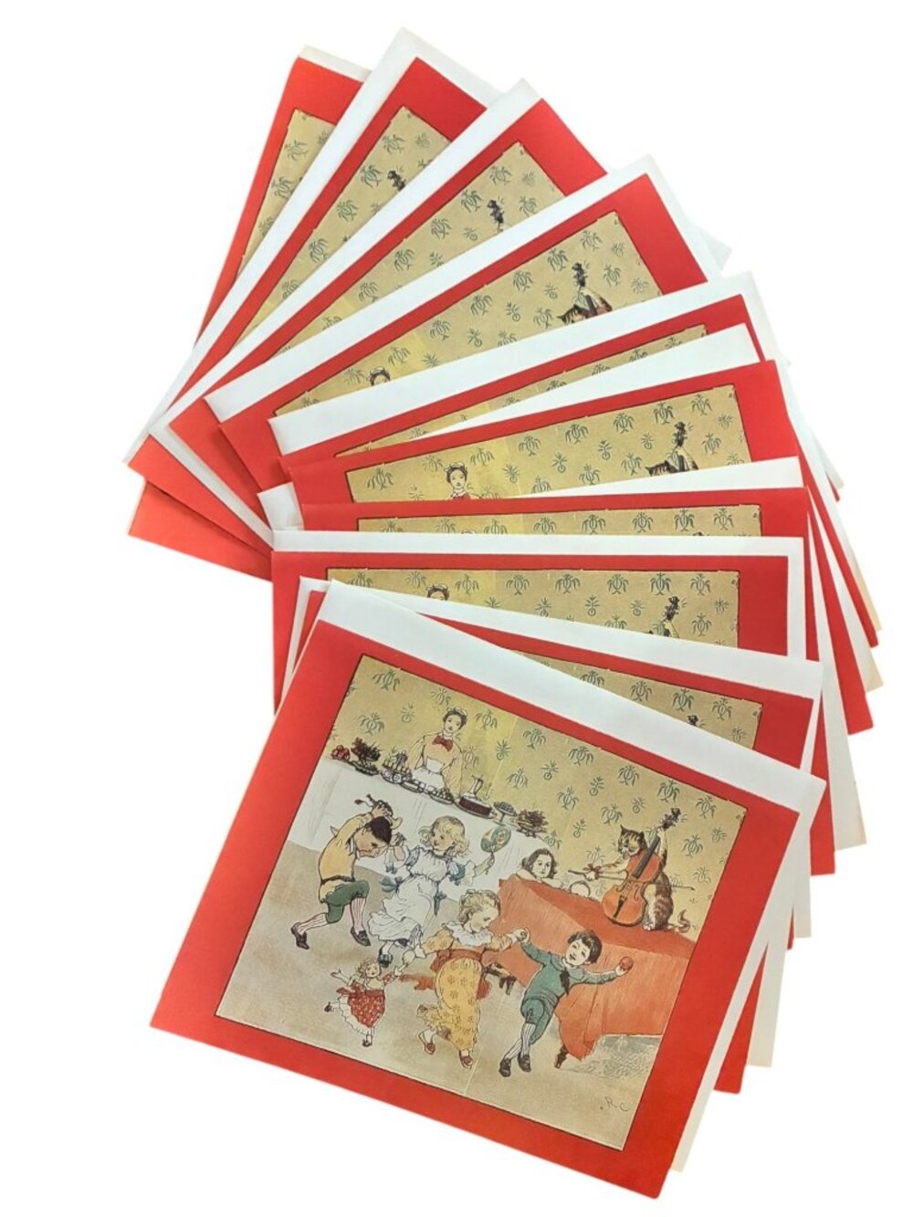VTG 10-Count Box Notecards Museum Reproductions Olsen Line Hey Diddle Diddle Ran